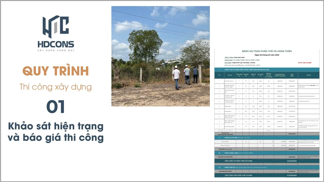 1 Quy trinh Thi cong xay dung Khao sat hien trang va bao gia thi cong