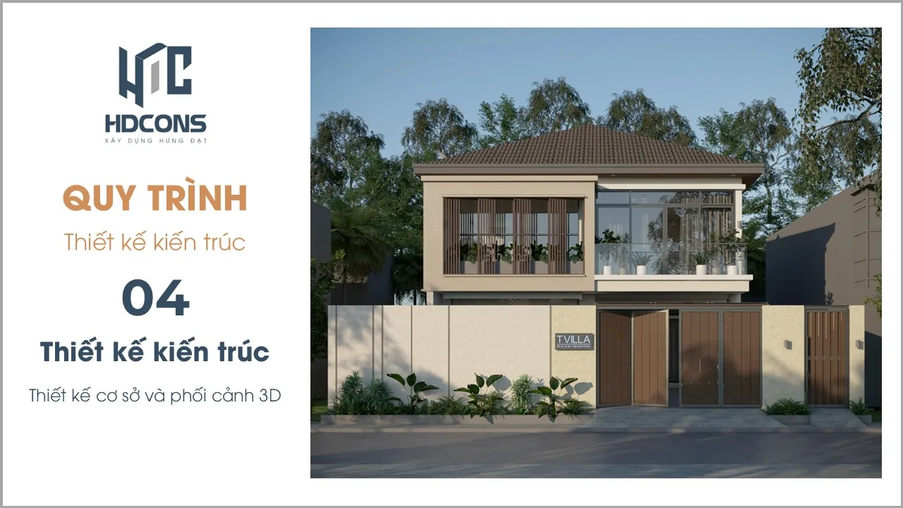 QUY TRÌNH THIẾT KẾ KIẾN TRÚC 7 7 Quy trinh Thiet ke kien truc Thiet ke co so va phoi canh 3D