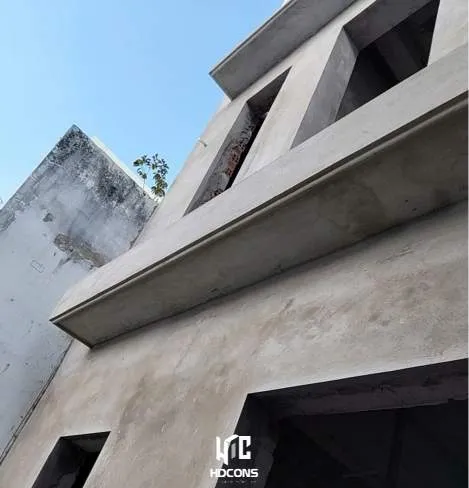 Chi tiết thi công trát vữa mặt sau nhà với gờ móc nước theo đúng kỹ thuật