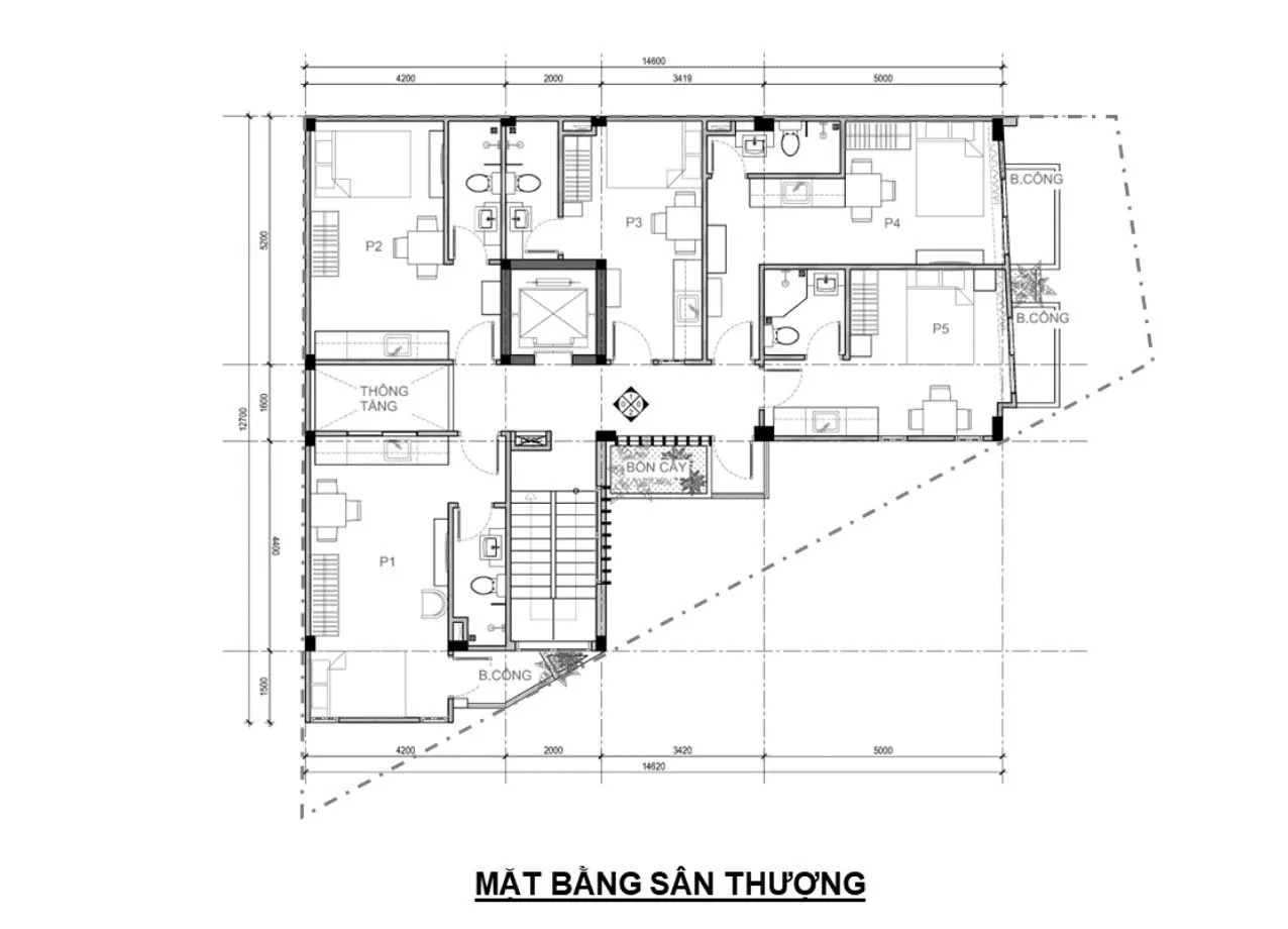 Mặt bằng bố trí sân thượng