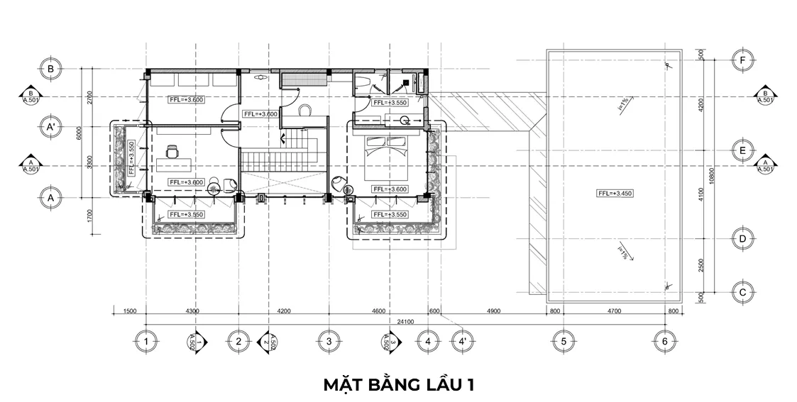 Mặt bằng bố trí lầu 1