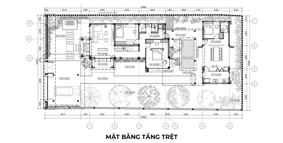 Mặt bằng bố trí tầng trệt