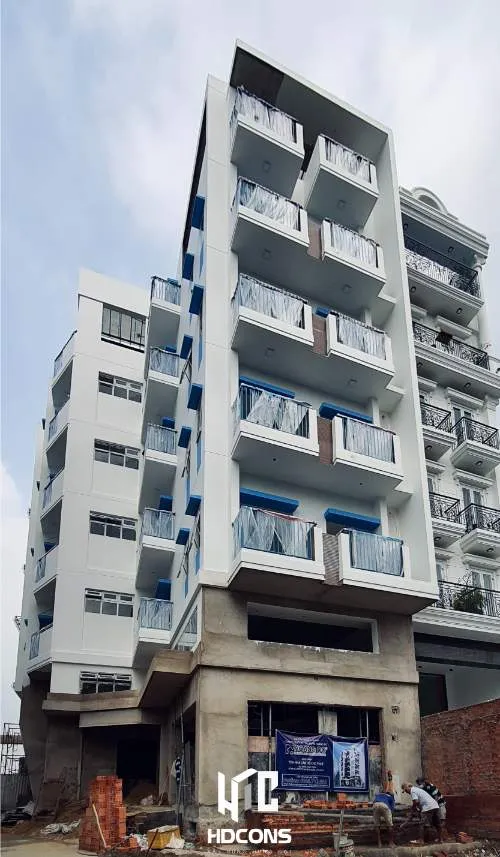 Mặt đứng trong giai đoạn thi công thể hiện trình độ thi công cao