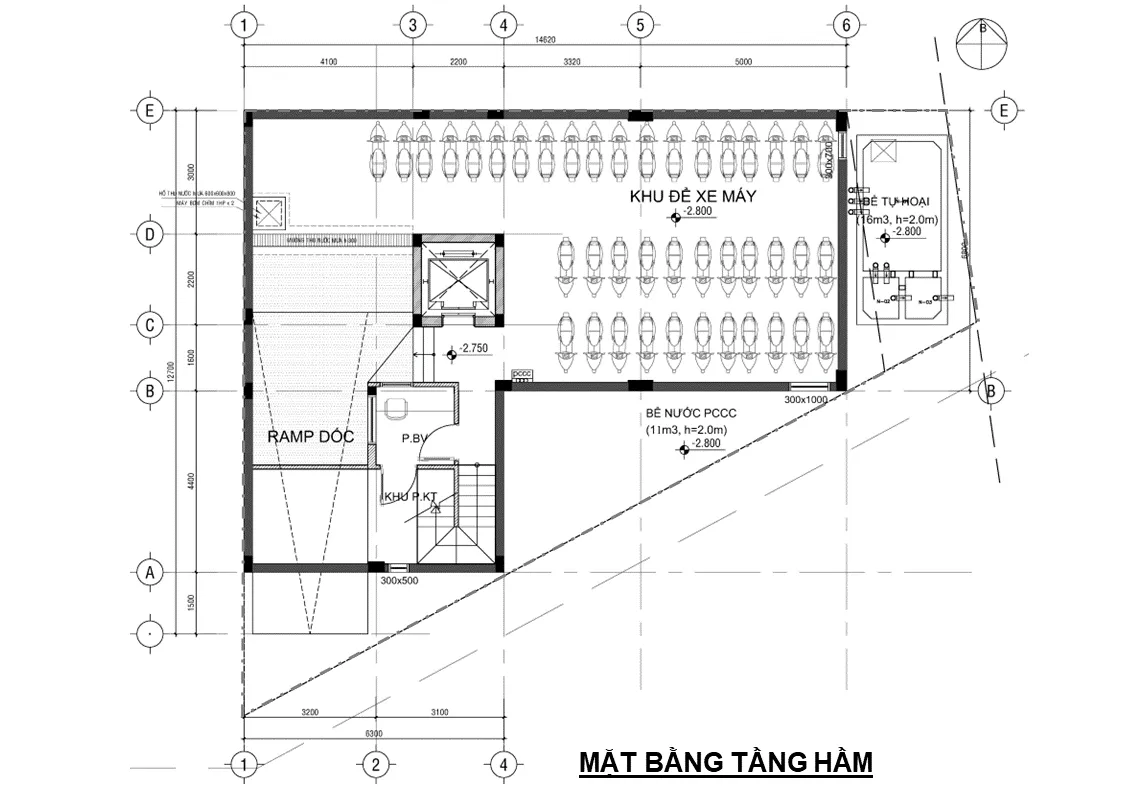 Mặt bằng bố trí tầng hầm