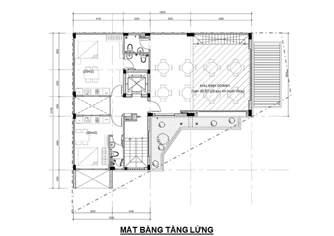 Mặt bằng bố trí tầng lửng