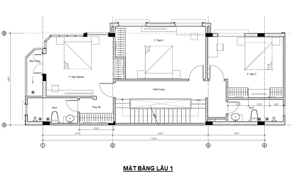Mặt bằng bố trí lầu 1