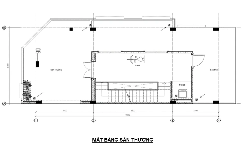 Mặt bằng bố trí sân thượng