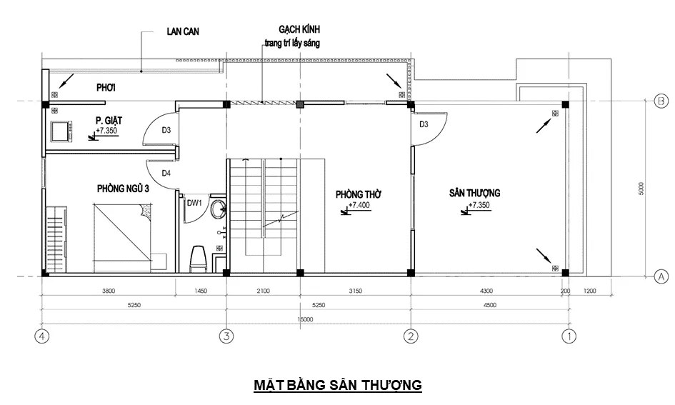 Mặt bằng bố trí sân thượng