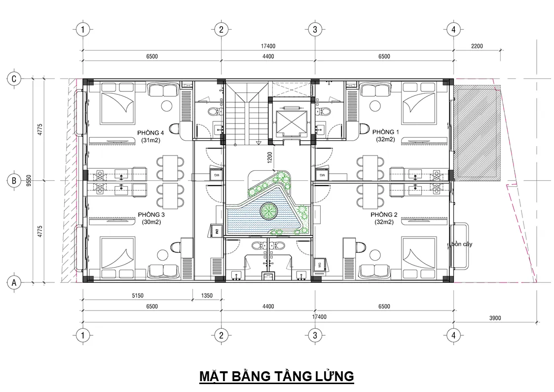 Mặt bằng bố trí tầng lửng