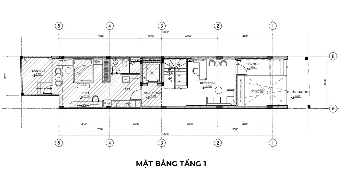 Mặt bằng bố trí tầng 1
