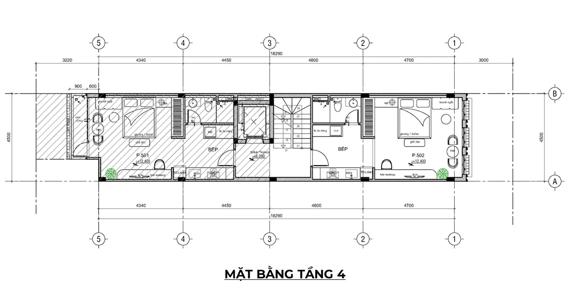 Mặt bằng bố trí tầng 4