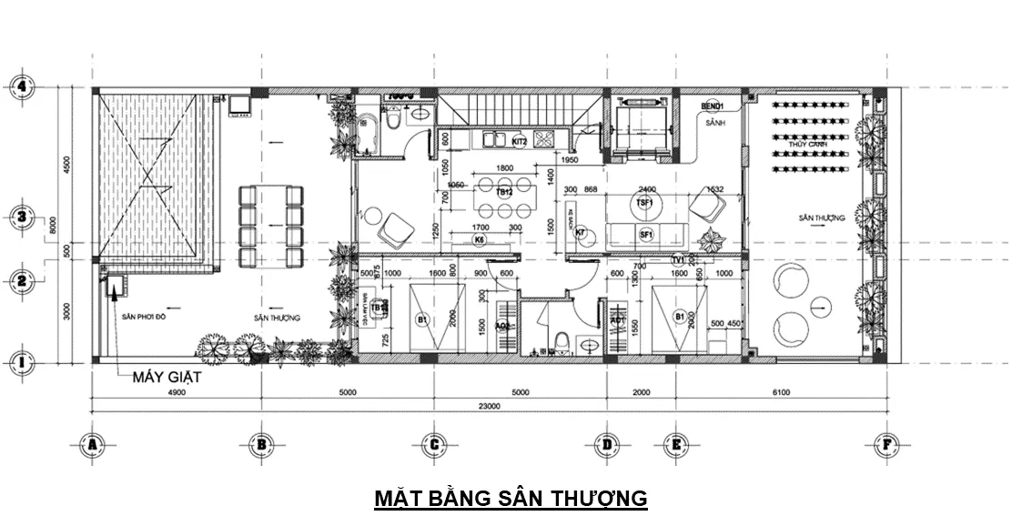 Mặt bằng bố trí sân thượng