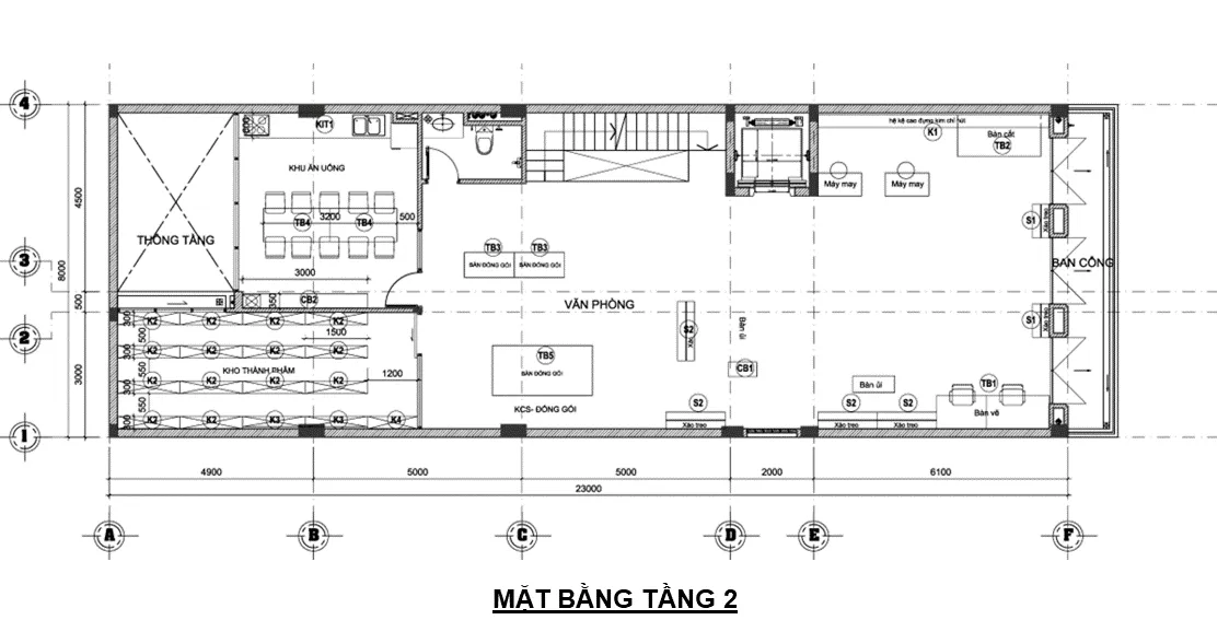 Mặt bằng bố trí tầng 2