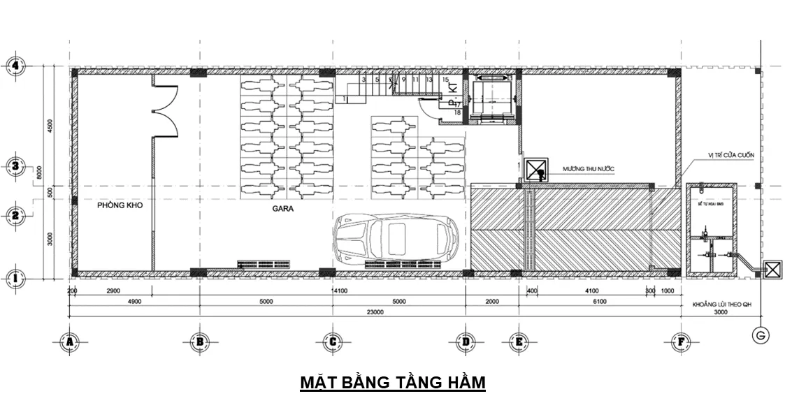Mặt bằng bố trí tầng hầm