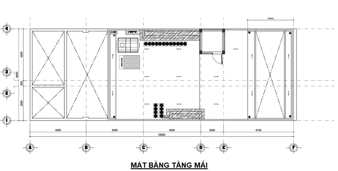 Mặt bằng bố trí tầng mái